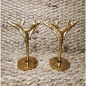 Vintage Gold Tree Branch Jewelry Display Key Holders Home Decor Shabby Chic Boho